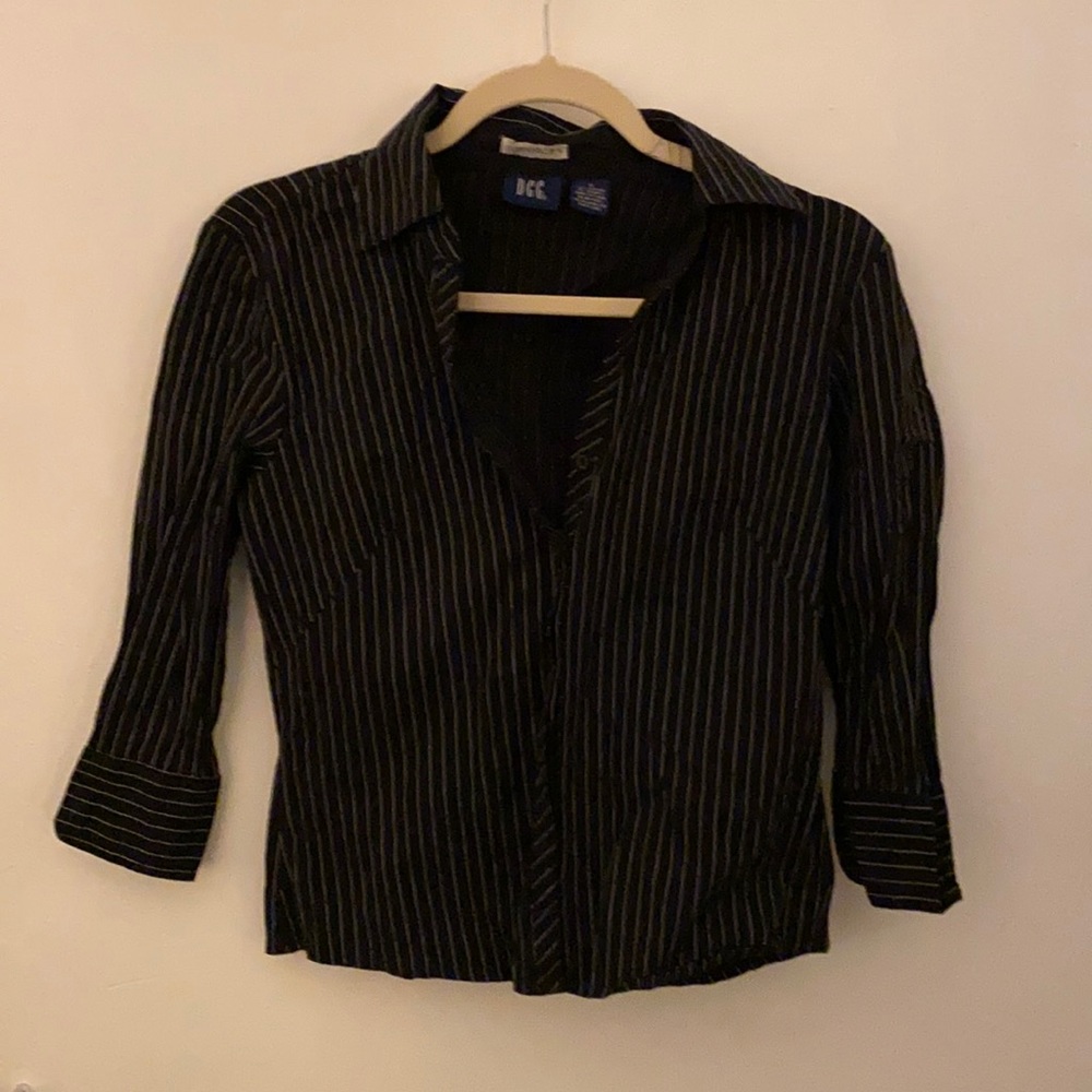 Stretch striped collared top